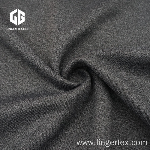 Dark Heather Grey Cationic Poly Interlock Knitted Fabric